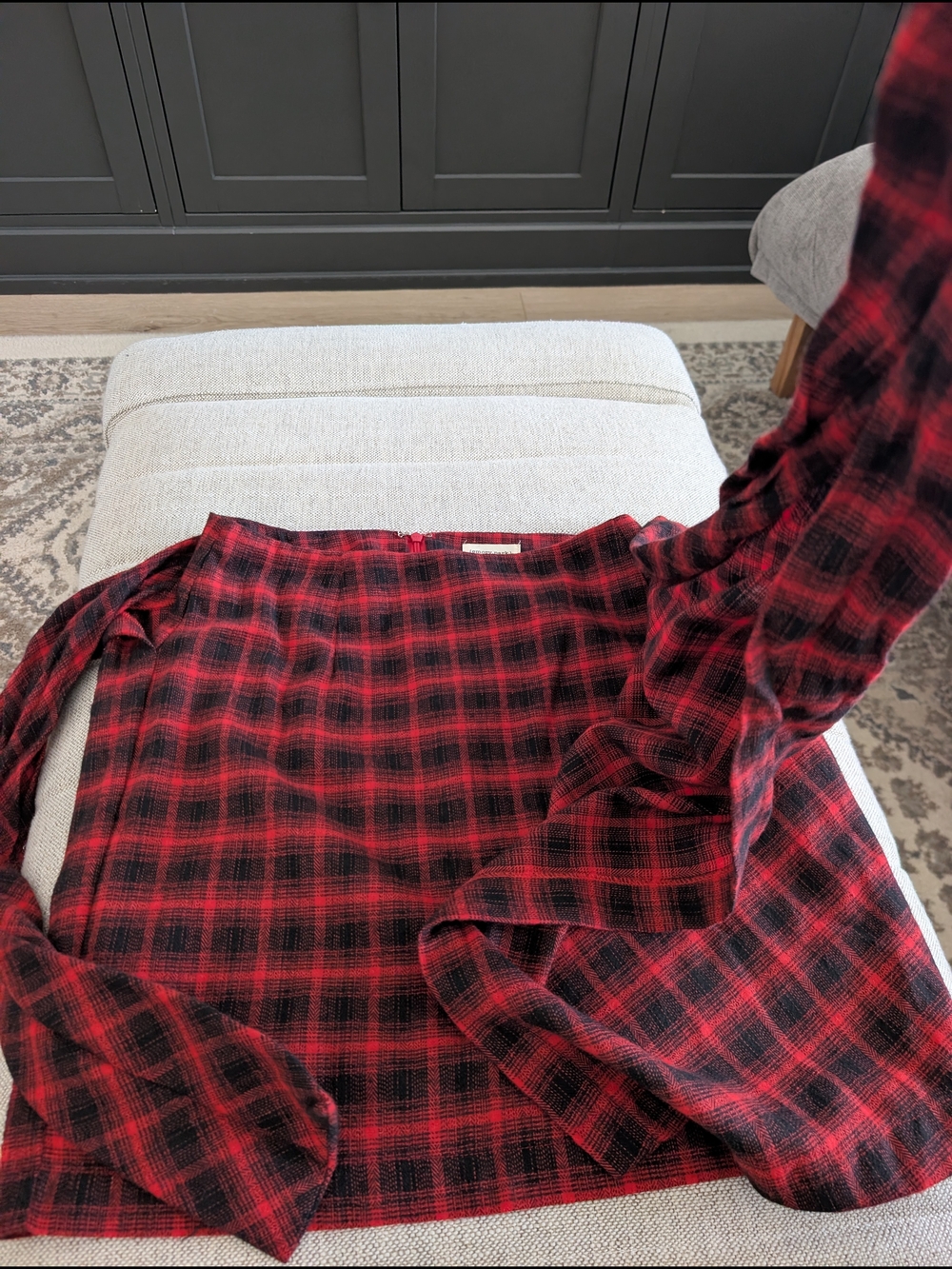 Emory Park Red And Black Plaid Wrap Skirt - Size L - Picture 10 of 10